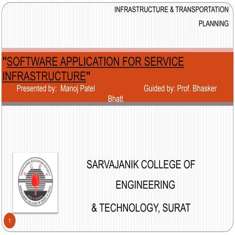 SOFTWARE APPLICATION FOR SERVICE INFRASTRUCTURE
