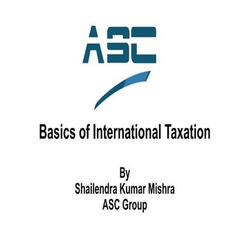 BASICS OF INTERNATIONAL TAXATION