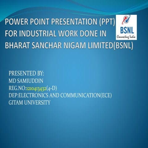 presentation on TELECOM INDUSTRY BSNL
