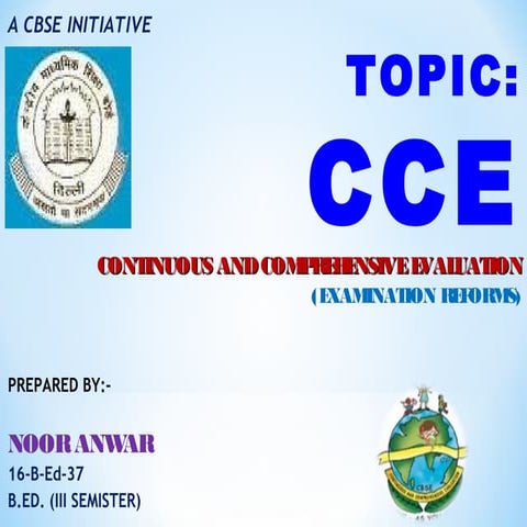 CCE pattern of evaluation
