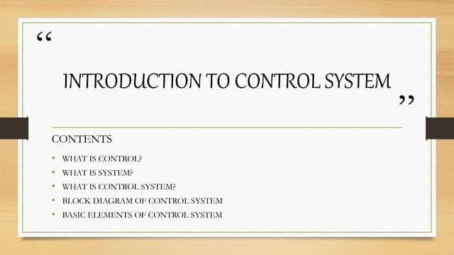 Chapter 1 basic components of control system | PPTX