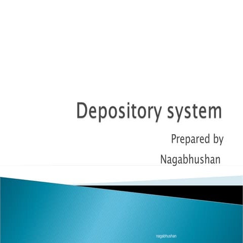 Ppt on depository system in india