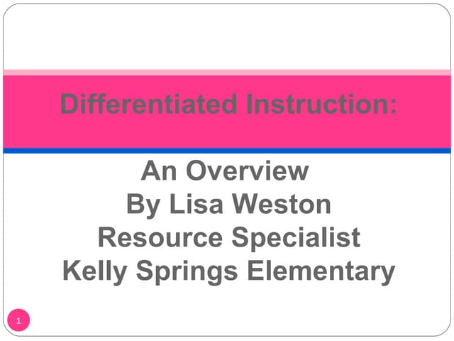 Ppt on differentiated instruction by lisa weston