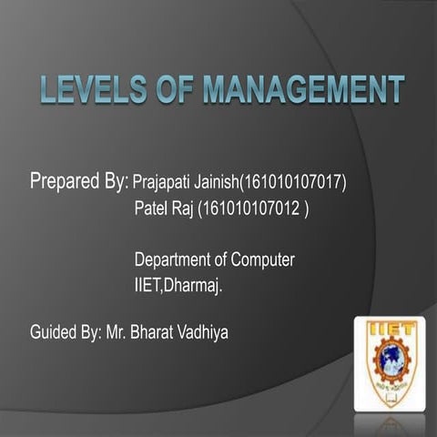 PRESENTATION ON LEVELS OF MANAGEMENT | PPTX