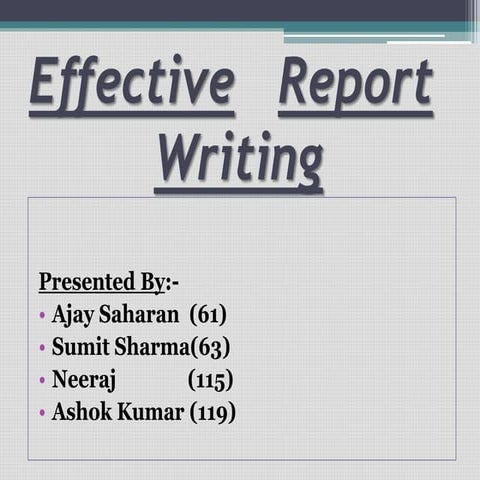 Effective report writing
