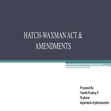 HATCH-WAXMAN ACT & AMENDMENTS SLIDESHARE