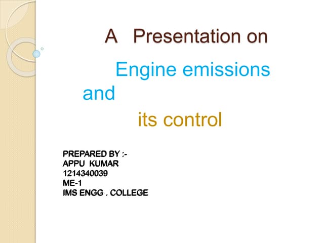 IC engines -emission and its control