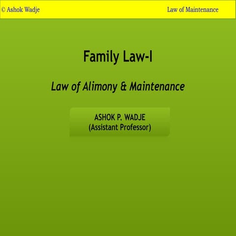 Law of Maintenance in India