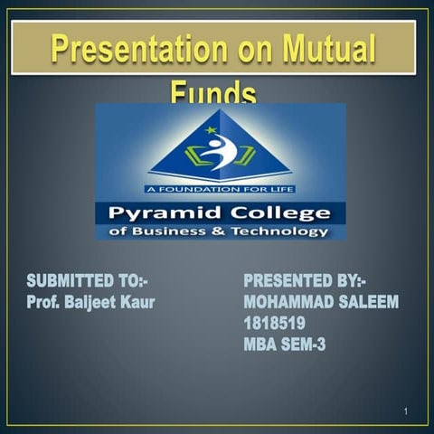 Ppt on mutual fund | PPTX