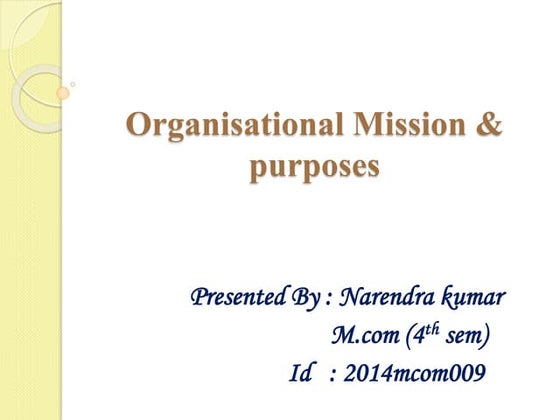 Strategy formulation: Vision, Mission and Purpose | PPT