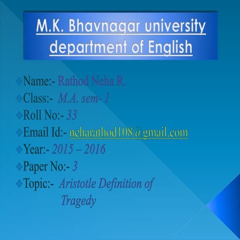 Aristotal Definiation of Tragedy