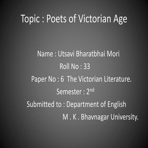 Paper no -6 ( poets of Victorian age )
