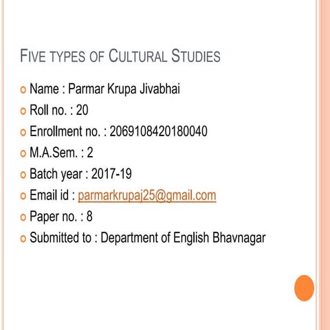 five types of cultural studies
