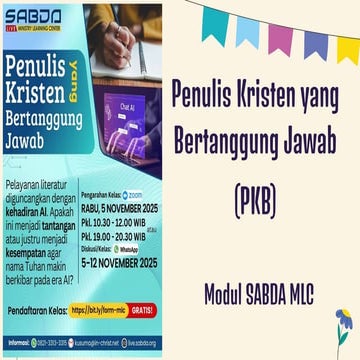 PPT Materi Kelas MLC: Penulisan Kristen yang Bertanggung Jawab (PKB)