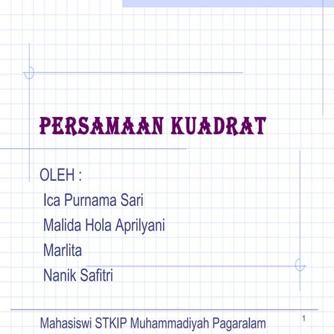 Ppt persamaan kuadrat slta