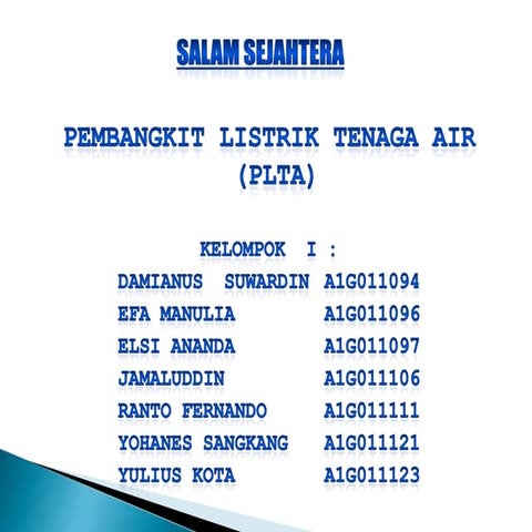 PLTA (Pembangkit Listrik Tenaga Air)