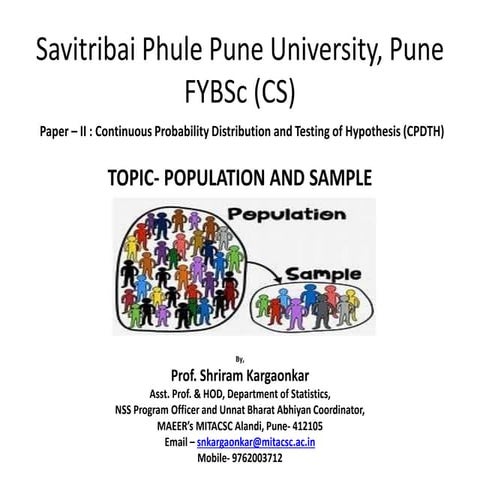 Population and Sample Testing of Hypothesis