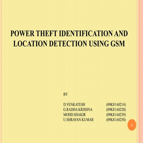 Ppt power theft identification and detection using gsm