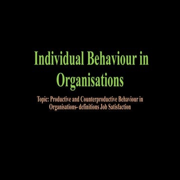 Individual Behaviour in Organisations