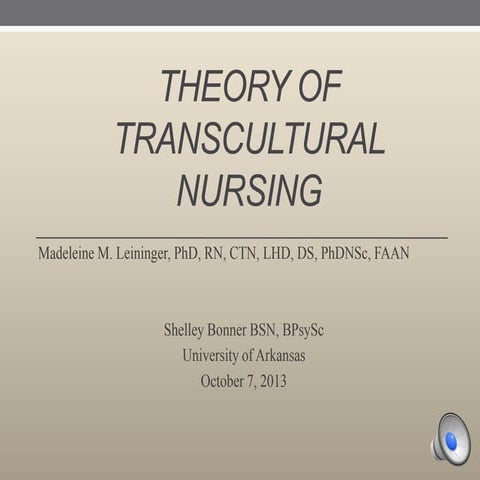Transcultural Nursing Powerpoint Presentation/Dr. Madeleine Leininger