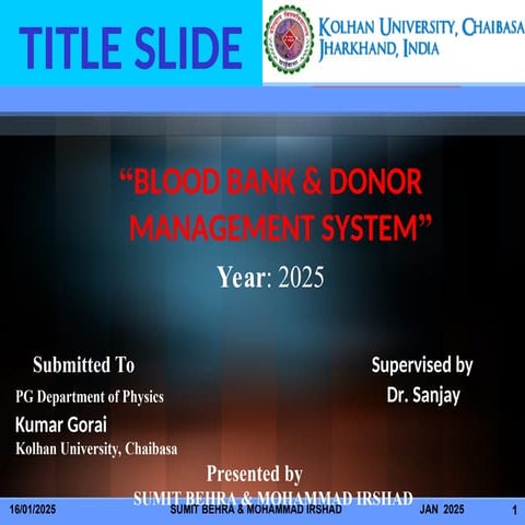 project of blodd bank and donor management system