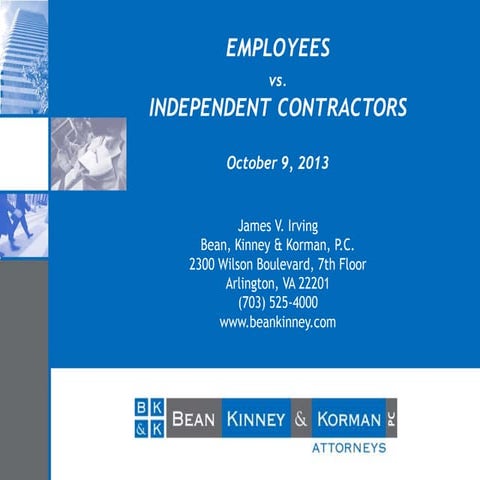 Employees vs. Independent Contractors - James Irving
