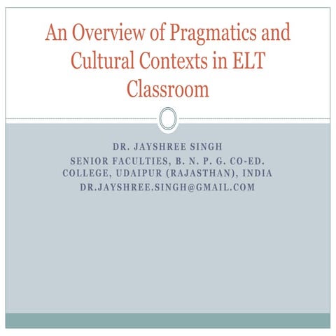An overview of pedagogy in ELT