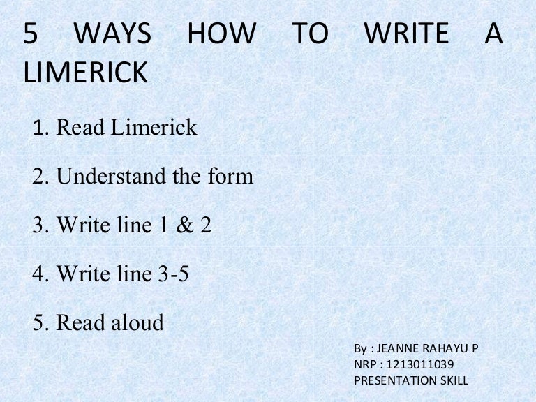 How to write a limerick pdf picture