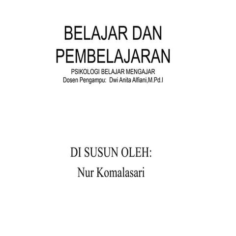 PSIKOLOGI PEMBELAJARAN