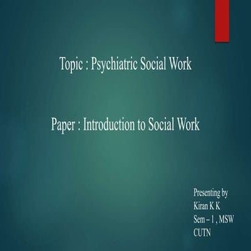 Social Work in Psychiatric Settings 