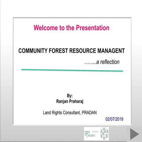 Concept on Post CFR Recognition "Community Forest Resource Management"