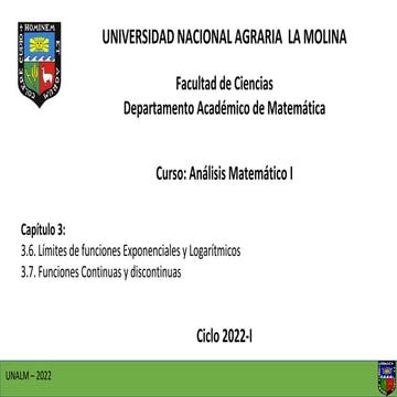 Análisis matemático I - Límites y Continuidad de funciones
