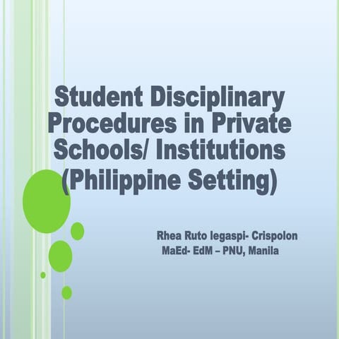 Student Disciplinary Procedures in Private Schools/ Institutions (Philippine ...
