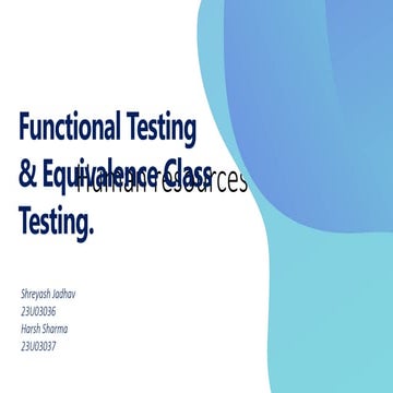 Functional Testing & Equivalence Class Testing
