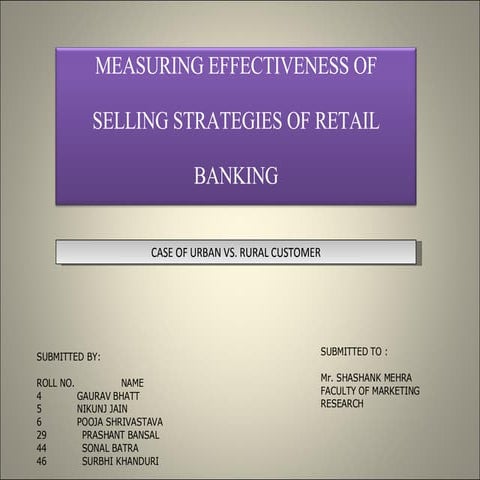 Selling Strategies Of Retail Banking