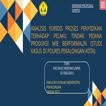 analisis yuridis proses penyidikan terhadap pelaku tindak pidana | PPTX