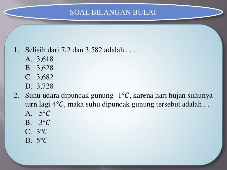 Soal Bilangan Bulat