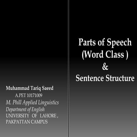word class & Sentence Structure