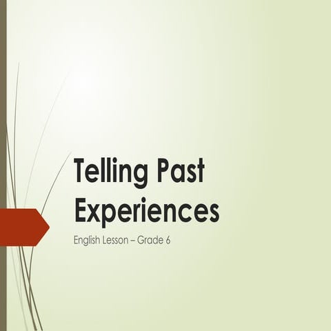 Mastering Simple Past Tense: Telling Past Experiences in English for ...