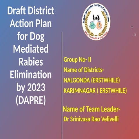 Draft District Action Plan for Dog Mediated Rabies Elimination by 2023 ...