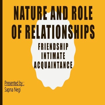 Nature and Role of Relationship