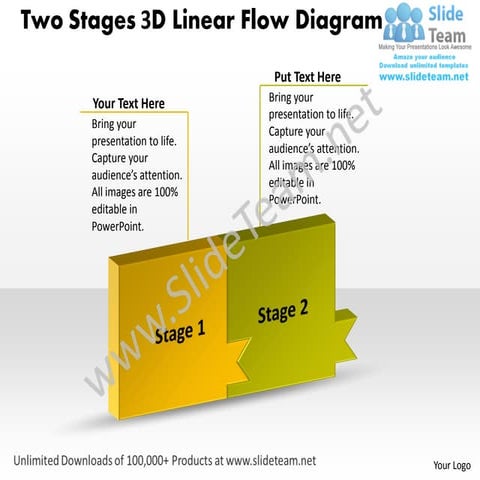 Ppt two stage 3d linear flow swim lane diagram powerpoint template business t...