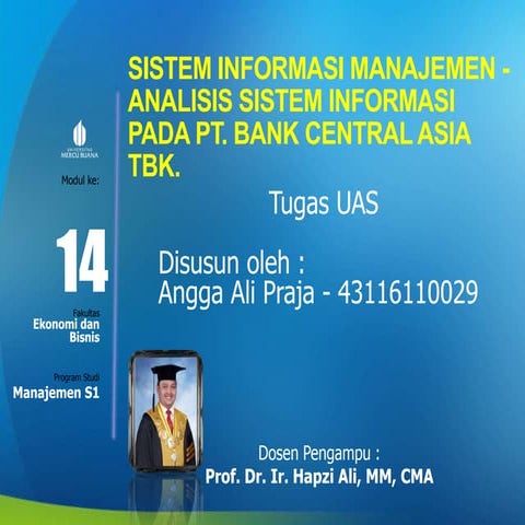PPT UAS SIM, Angga Ali Praja, Hapzi Ali, Analisis Sistem Informasi pada PT. B...