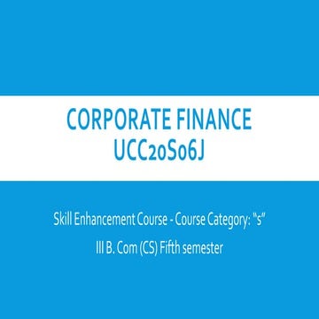 Corporate Finance - Unit 1 - Introduction | PDF