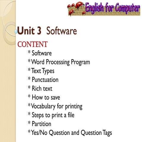 English for Computer unit 3 Software | PPT