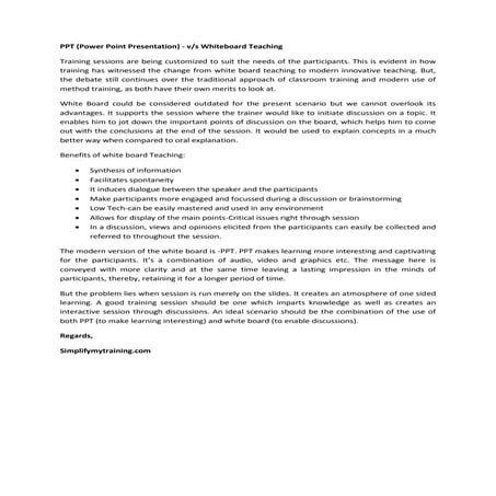 power point presentation vs whiteboard teaching