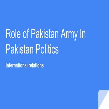Role of army in politics in Pakistan 