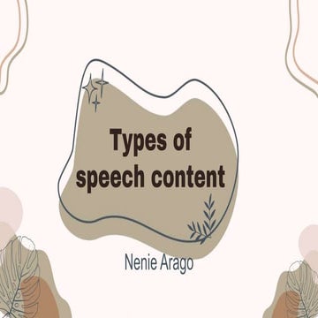Oral Communication - types of speech content 