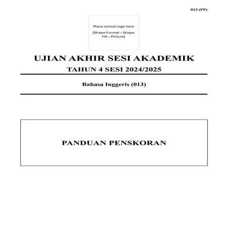 Comprehensive Scoring Guide for Year 4 English Final Exam 2024/2025 | PDF