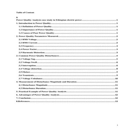 Comprehensive Power Quality Analysis and Case Study in Ethiopian ...